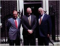 W.J. Usery, Jr. standing in front of 10 Downing Street, circa 1990s
