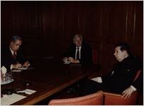 Joint venture-proposal meeting between Toyota and GM at Freemont, California, circa 1980s
