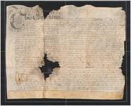 Georgia. Colonial. Indentures. English. Mary Sandys (North bourne, Kent), and Paul Barrett (Grayes Inn, Middlesessex), deed. Preabmle gives details of Sandys relations [much deterioration], 1676