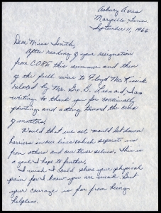 Jones, Catharine - re: CORE resignation, 1966