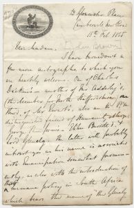 L. A. Chamerovzow letter to Miss Hildrith