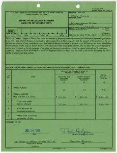HUD 666B, Report of relocation payments made for settlement costs Ga R-51