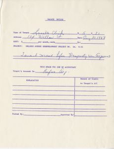 Relocation, B5P31 Lucille Clink, 124 Willow St