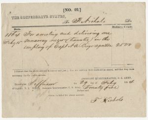 Slavery-Confederate States of America, bills of sale, requisitions, receipts