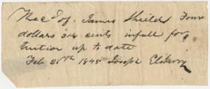 Receipts, promissory note - James Shields