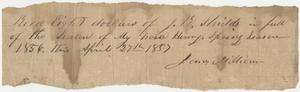 Receipt - James Shields - James Millican for his horse Henry for spring 1856