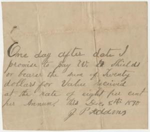 Promissory note - W.D. Shields