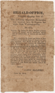 Herald-Office, Saturday morning, June 27.. and act, Declaring war between the United Kingdoms of Great Britain and Ireland ... and the United States