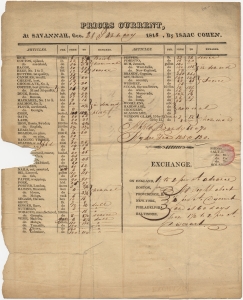 Prices current, at Savannah, Geo. by Isaac Cohen
