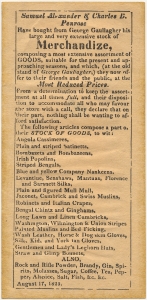 Samuel Alexander & Charles D. Penrose have brought from George Gaullagher his large and very extensive stock of merchandise