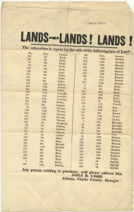 Lands---Lands! Lands! The subscriber is Agent for the sale of the following lots of land .... John B. Cobb