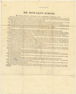 Mr. Howard's School for Young Ladies, will open on the 1st Monday in January next [14 miles from Rome]