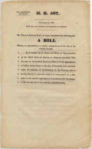Bill making an appropriation to build a custom-house in the city of Savannah, Georgia