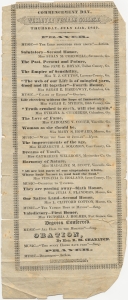 Commencement Day, Wesleyan Female College, Thursday, July 15th 1847