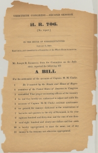 A Bill for the settlement of the accounts of Captain M. M. Clarke, assistant quartermaster general, for moneys dispersed in the construction of barracks and quarters in the city of Savannah (1834)