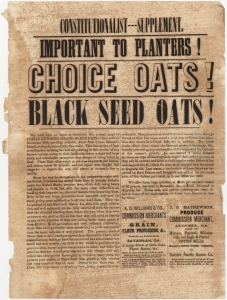Constitutionalist--Supplement. Important to planters! Choice Oats! Black Seed Oats!