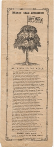 Liberty tree bookstore. Geo W. Briggs ... Invitation to the world. We'll sing you a ditty, ye wise and ye witty...