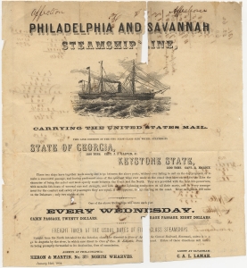 Philadelphia and Savannah Steamship Line, carrying the United States mail... One of these steamships will leave port every Wednesday