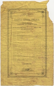 Griffin Female College Eighth junior exhibition, Wednesday morning, July 2, 1856 at 10 o'clock