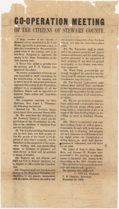 Co-operation meeting of the citizens of Stewart County ... pledged to a cooperation of all the Southern States and in opposition to separate State action and immediate secession ... L. Bryan, Chairman