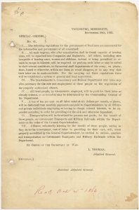 Special orders, no. 63, Vicksburg, Mississippi, September 29th, 1863. .... The following regulations for the government of freed men are announced for the information and government of all concerned [pay for labor of freed people, tax for officers and individuals employing colored laborers, and citizens voluntarily laboring for the benefit of these people]
