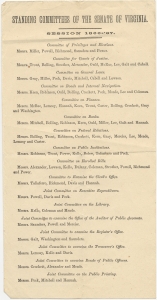 Standing committees of the Senate of Virginia Session 1866-'67