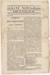 Albany News ... Extra Address of Hon. Nelson Tift and campaign appointment