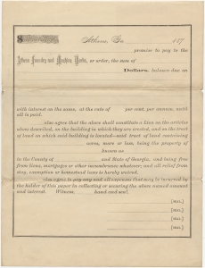 Athens, Ga. ______ promise to pay to the Athens Foundry and Machine Works [blank form]