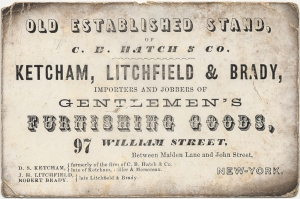 Old established stand, of C.B. Hatch & Co., Ketcham, Litchfield, & Brady importers of Gentlemen's Furnishing Goods