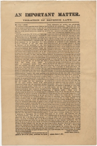 An Important matter. Violation of revenue laws [distilled spirits and illicit distilleries] ... Henry P. Farrow