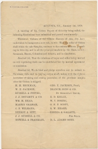 A meeting of the cotton buyers of this city being called, the following resolutions were submitted and passed unanimously... seller of cotton shall retain sale samples ... to buy no cotton unless the with the right of retaining possession of purchase samples