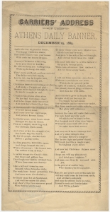Carriers' address of the Athens Daily Banner, December 25, 1889 [poem]