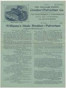 Office of Williams Patent Crusher and Pulverizer Co. ... Testimonials ...