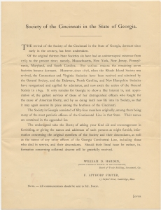 Society of the Cincinnati in the State of Georgia. The revival of the Society of the Cincinnati in the State of Georgia ... William D. Harden ... F. Apthorp Foster