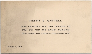 Henry S. Cattell has removed his law offices to ... Bailey Building ...