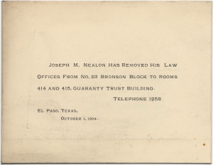 Joseph M. Nealson has removed his law offices ... to ... Guaranty Trust Building
