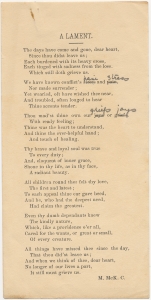 A Lament (poem by Mary McKinley Cobb)