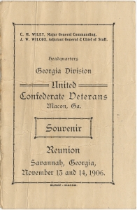 Headquarters Georgia Division United Confederate Veterans ... Souvenir. Reunion. Savannah, Georgia, November 13 and 14