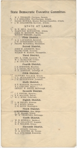 State Democratic executive committee. M.J. Yeomans, chairman, Dawson. J.J. Spalding, vice-chairman, Atlanta