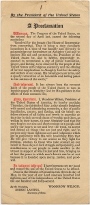 By the President of the United States A Proclamation ... "Resolved by the Senate ... the President of the United States be, and is hereby, respectfully requested to recommend a day of public humiliation ... Woodrow Wilson