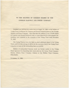 To the holders of Common shares of the Georgia Railway and Power Company