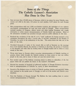 Some of the things the Catholic Laymen's Association has done in one year ...