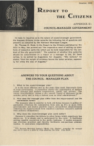 Report to the Citizens. Appendix 2: Council-Manager Government