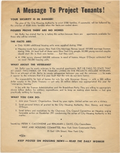 A message to project tenants! Your security is in danger! The plan of the City Housing Authority to evict 2700 families