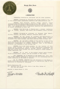 Georgia state senate. A resolution commending Cleveland W. Pettigrew; and for other purposes ... Senate resolution 469 ... Adopted in senate March 5, 1976 ...