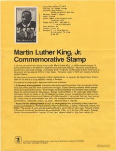 Issue Date: January 13, 1979 ... Martin Luther King, Jr. commemorative stamp ...