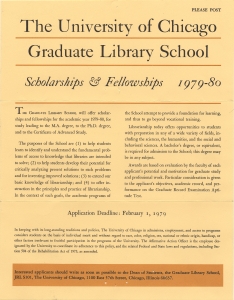 University of Chicago graduate library school. Scholarships & fellowships
