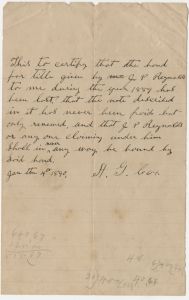 Hancock County - Receipt for Bond - A. G. Cox - J. P. Reynolds