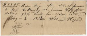 Jones County - Promissory note - Ebenezer Ormsby - William Hogan