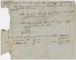 Jones County - Note - Land sales by H. L. Jarnagin sent to Haroatio Bowen, Clinton